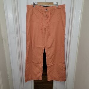 DKNY Orange Wide Leg Linen Cotton Blend Pant. EUC. Coastal Cottagecore Lagenlook